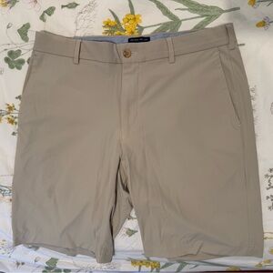 Peter Millar Tan/Light Grey Crown Comfort Shorts.  Size 32 by 10 Inch Inseam